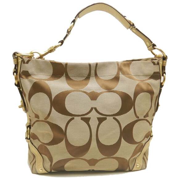 COACH Signature Bag F10620 Canvas and Leather Beige/Brown Outlet 252962